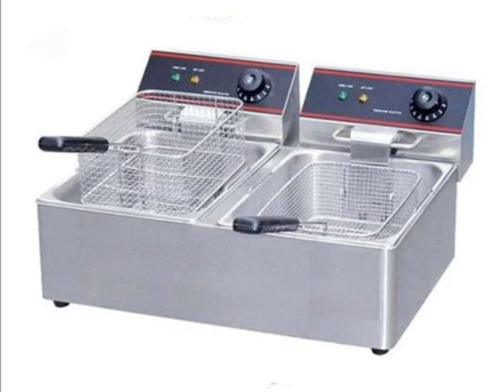 Fryers 6L+ 6L Brushed Steel Electric Deep Fryer with Dual Basket